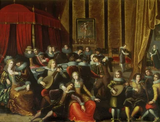 Scene Galante i et slott (panel)